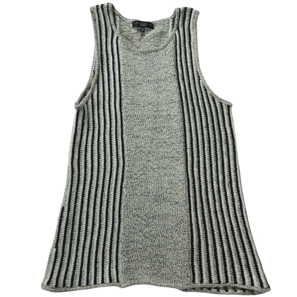 Black and Gray Striped Sweater Tank